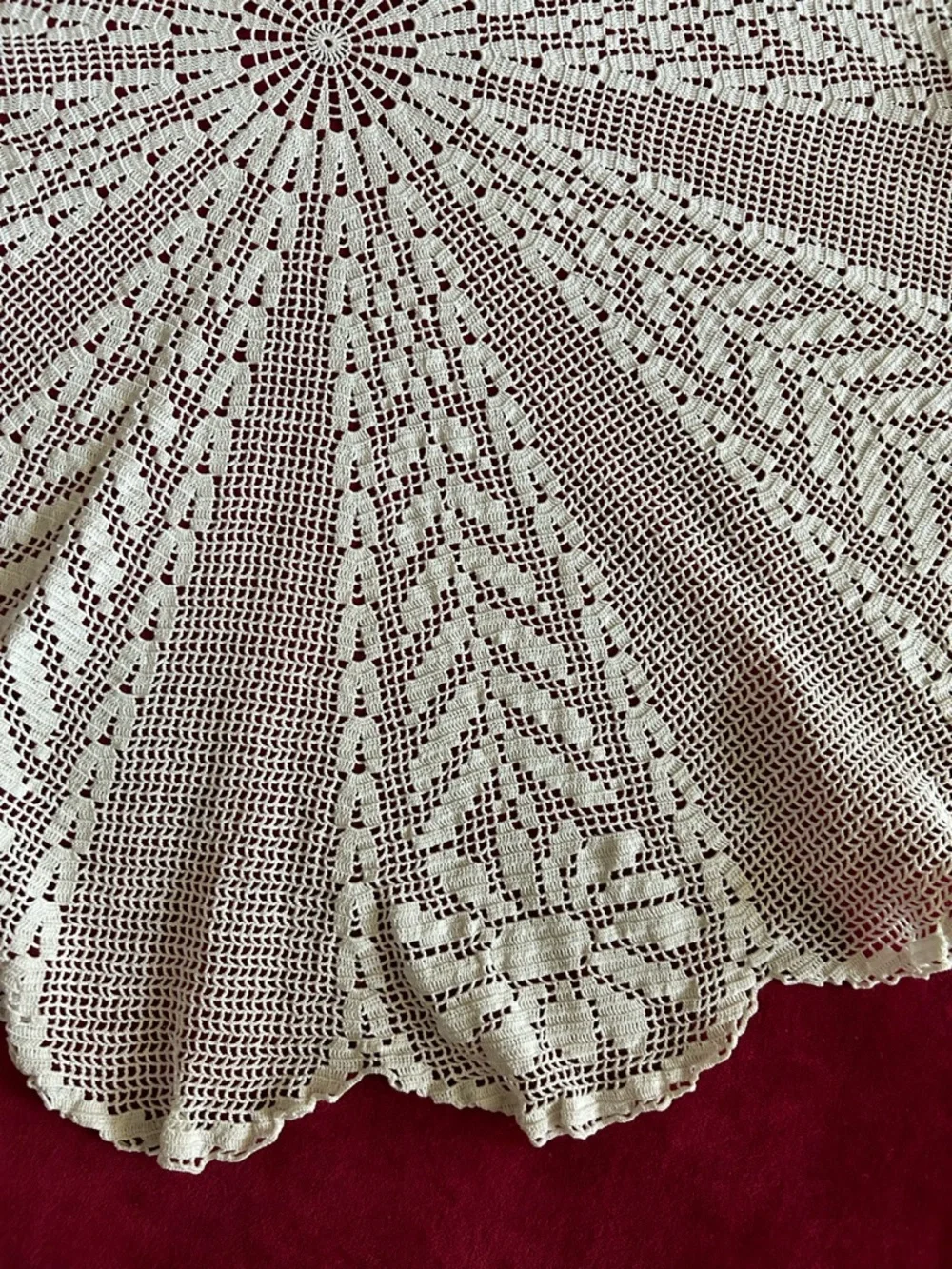 Vintage Crochet Round Tablecloth 34